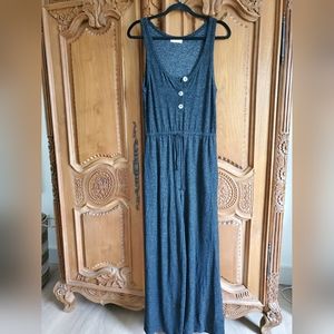 L SPACE Soft Black/Grey Knit Wide Leg Jumpsuit